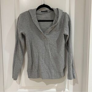Brandy Melville Gray Women's Henley Hooded Top